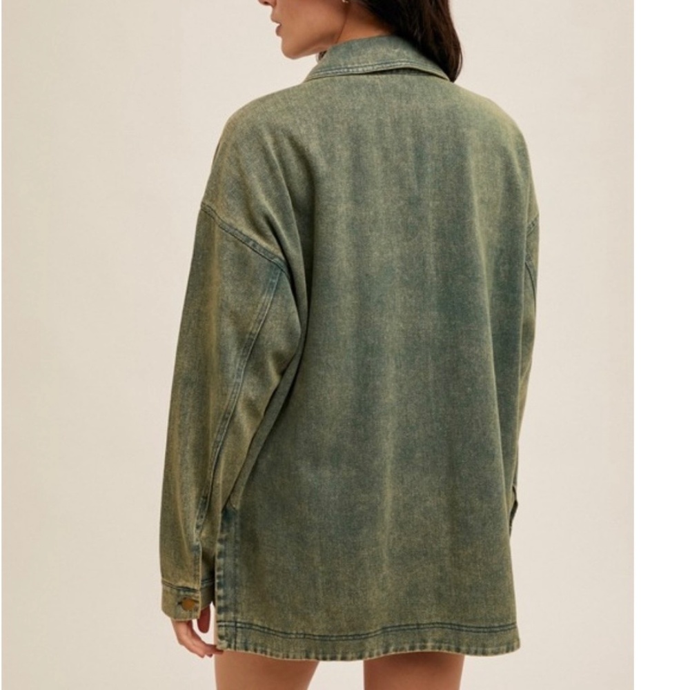 NWT Hem & Thread Green Denim Jacket - Picture 2 of 2